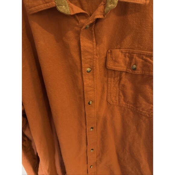 BIG & TALL CQR Men’s Flannel Button Up Shirt Rust Orange 3XLT GUC - Picture 8 of 14